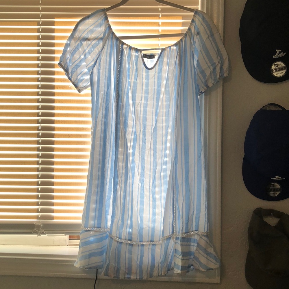 Blue and white dress